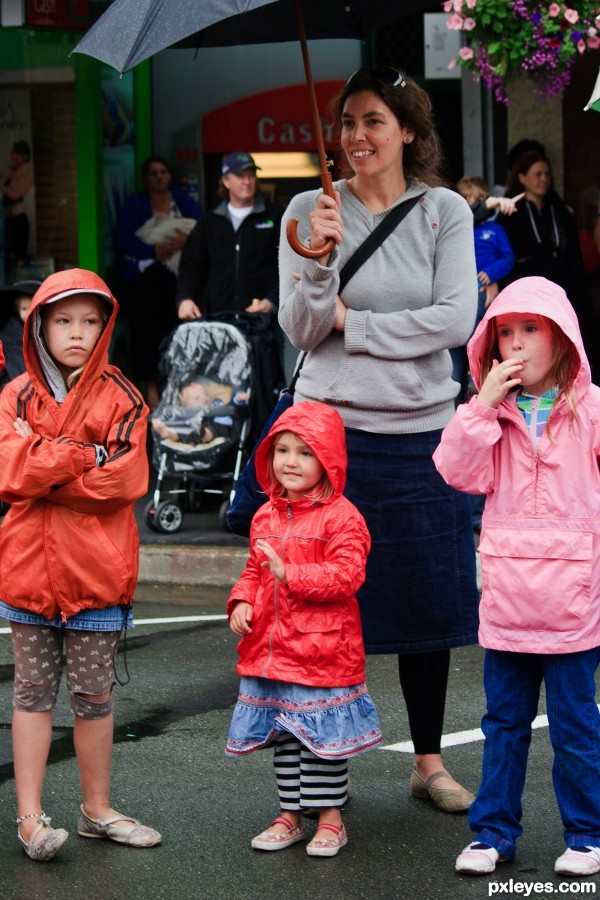 Rainy day for a parade